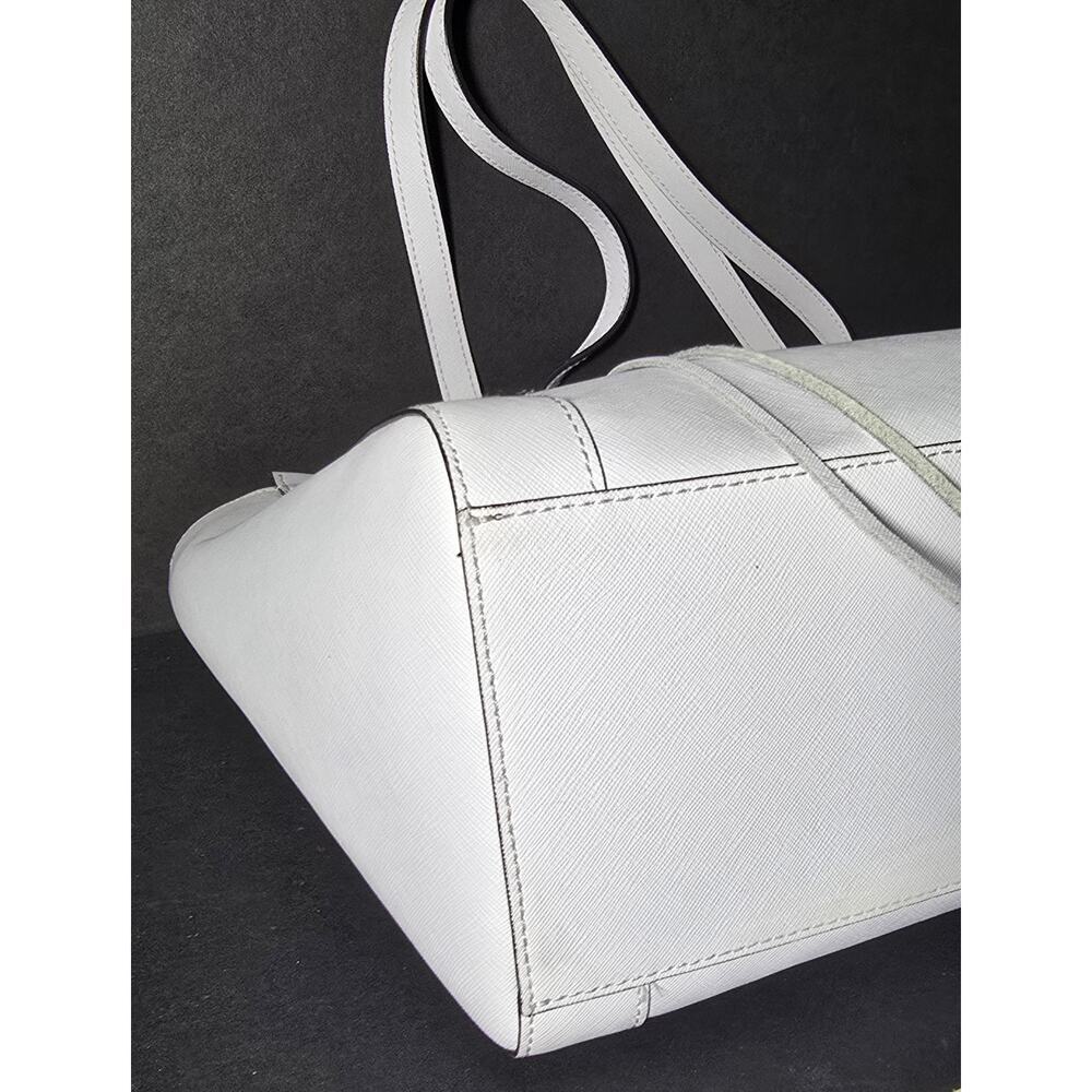 Rebecca Minkoff Monroe Laptop Bag Saffiano Leather Tote Shoulder Purse White NEW - Picture 9 of 15